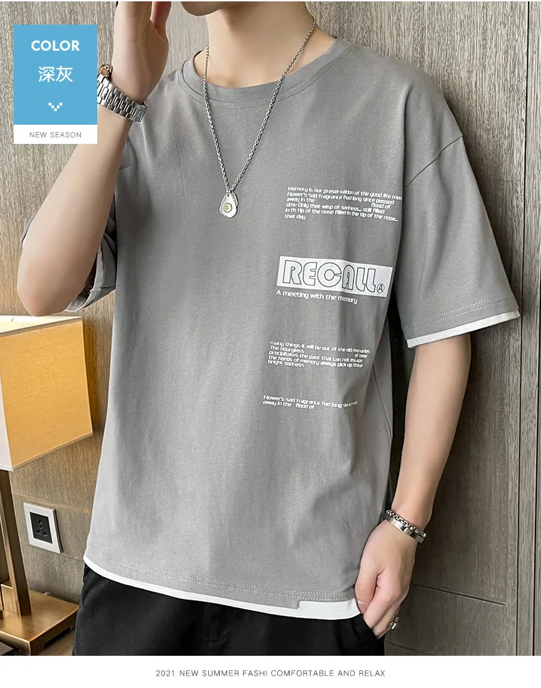 Short Sleeve T-Shirt Trendy Summer Half Sleeved Silk Tops Couple T-Shirt