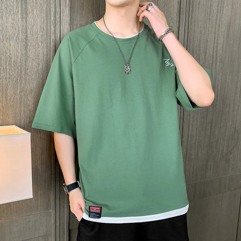 Short Sleeve T-Shirt Trendy Summer Half Sleeved Silk Tops Couple T-Shirt