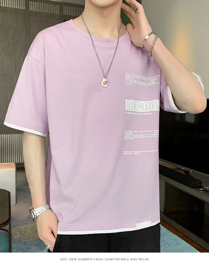 Short Sleeve T-Shirt Trendy Summer Half Sleeved Silk Tops Couple T-Shirt