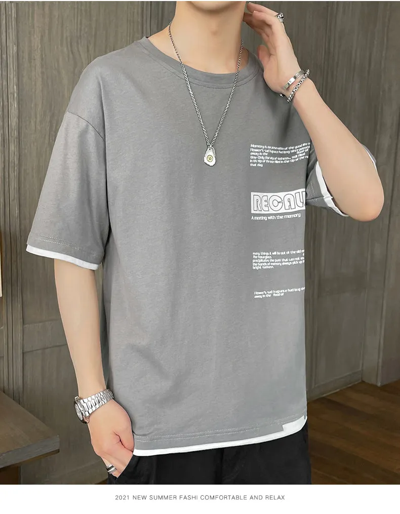 Short Sleeve T-Shirt Trendy Summer Half Sleeved Silk Tops Couple T-Shirt