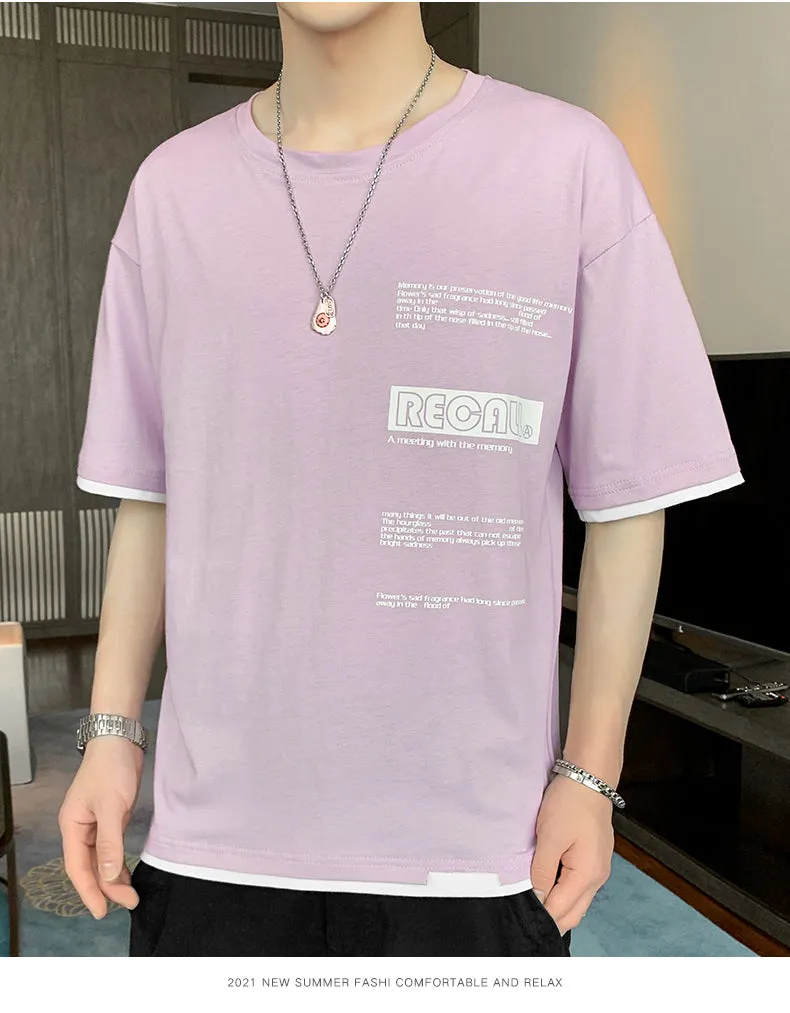 Short Sleeve T-Shirt Trendy Summer Half Sleeved Silk Tops Couple T-Shirt