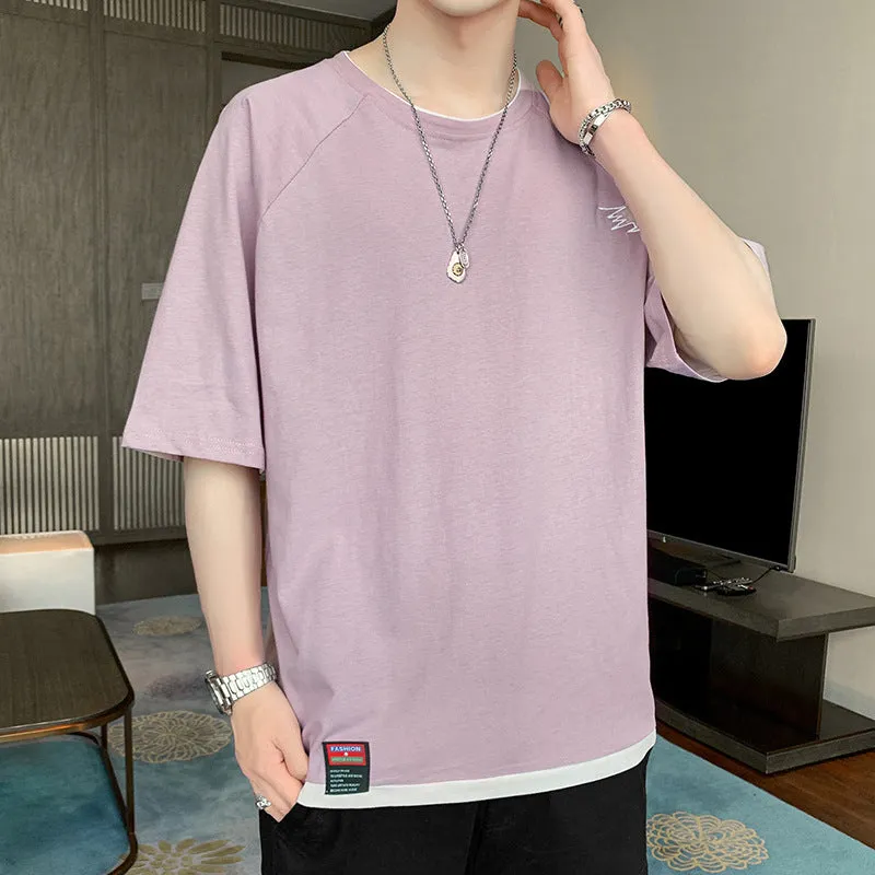 Short Sleeve T-Shirt Trendy Summer Half Sleeved Silk Tops Couple T-Shirt