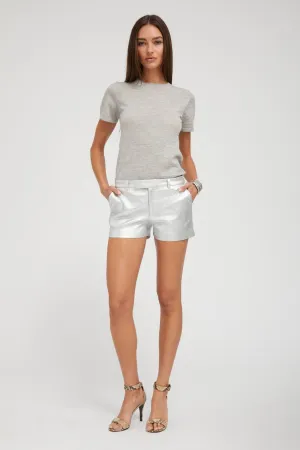 Silver Leather Mini Trouser Shorts