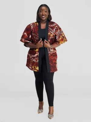 Simbaress Kazungu Short Kimono - Brown Print