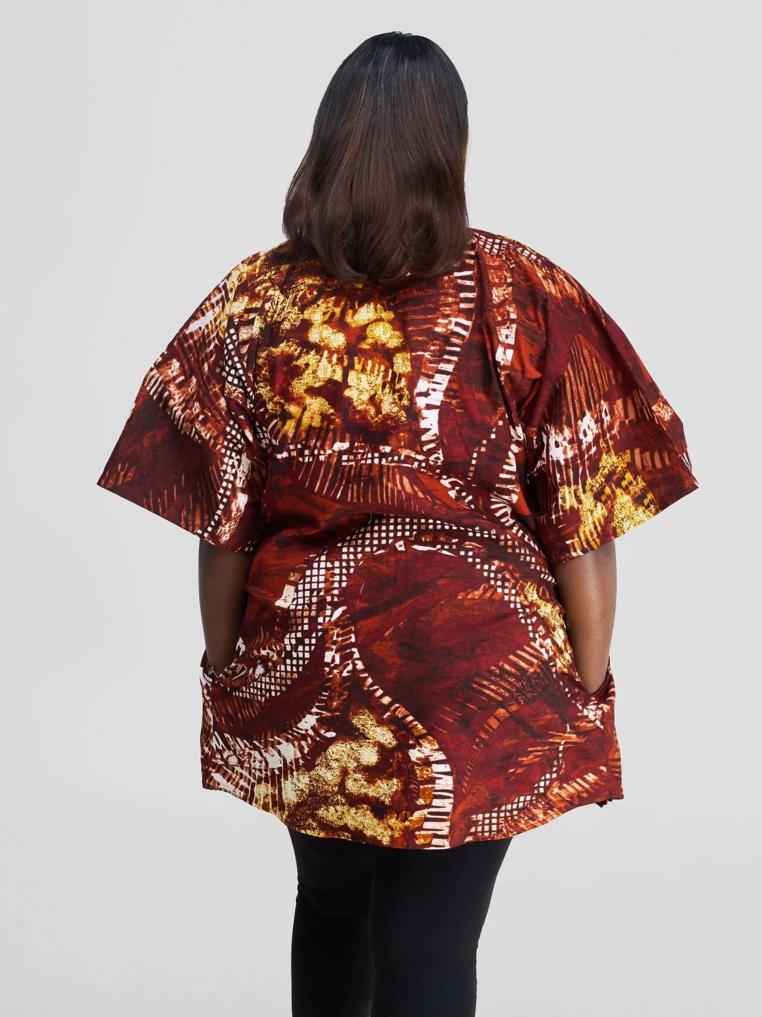 Simbaress Kazungu Short Kimono - Brown Print