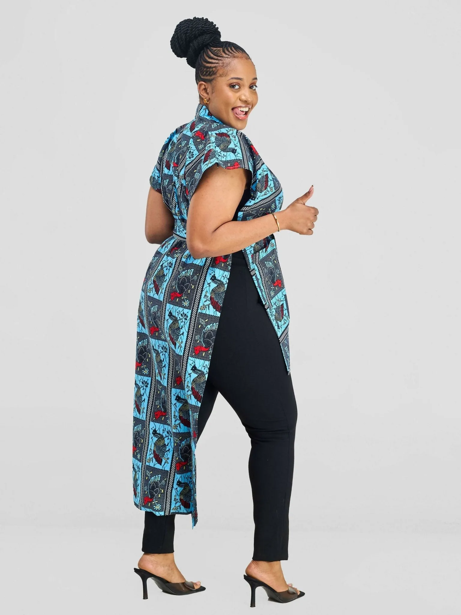 Simbaress Ndege Midi Kimono - Blue