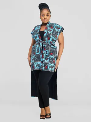 Simbaress Ndege Midi Kimono - Blue