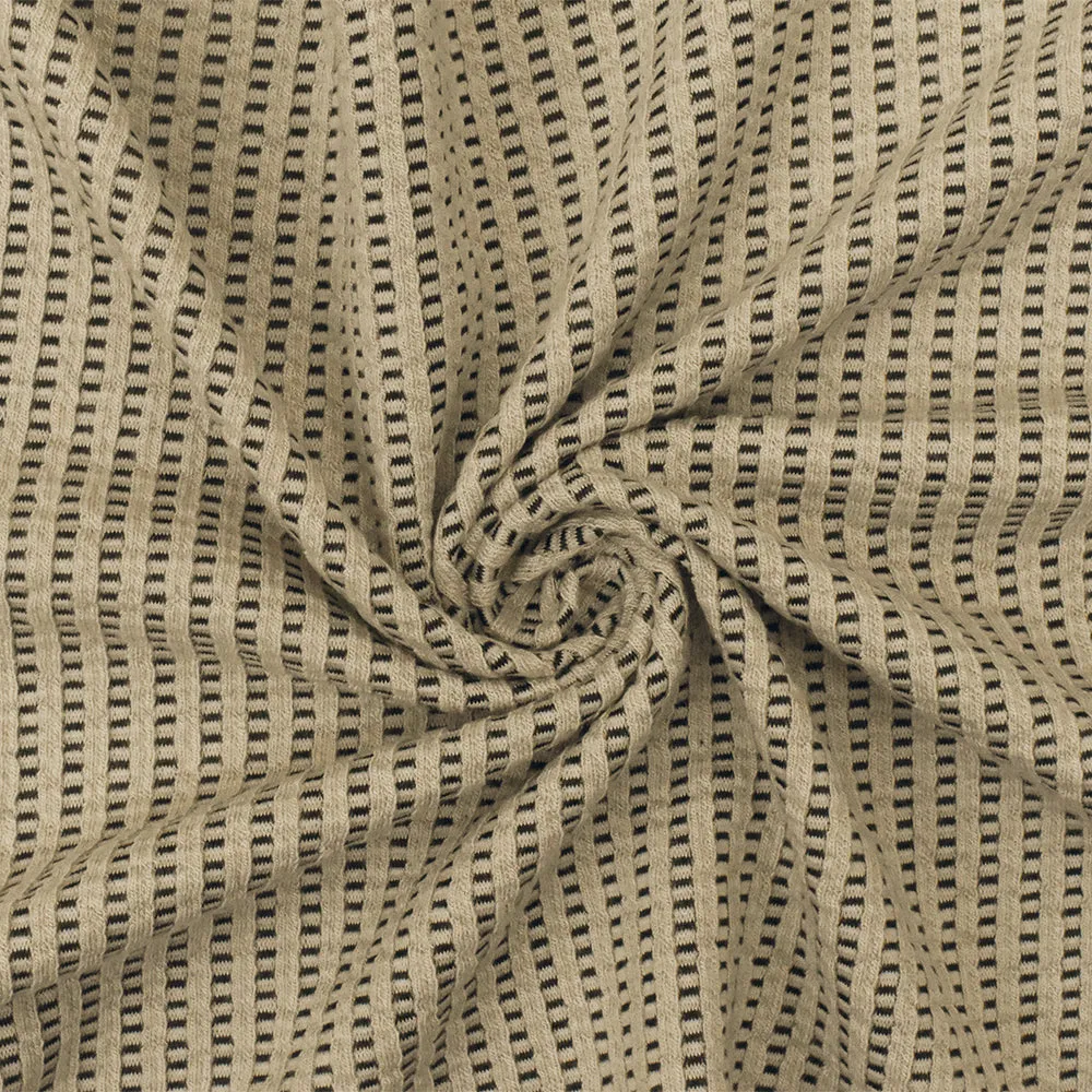 Simple Beige-Black-White 3D Stripe Stretch Knit Fabric