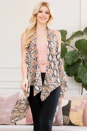 SNAKE SKIN PRINTED OPEN FRONT KIMONO