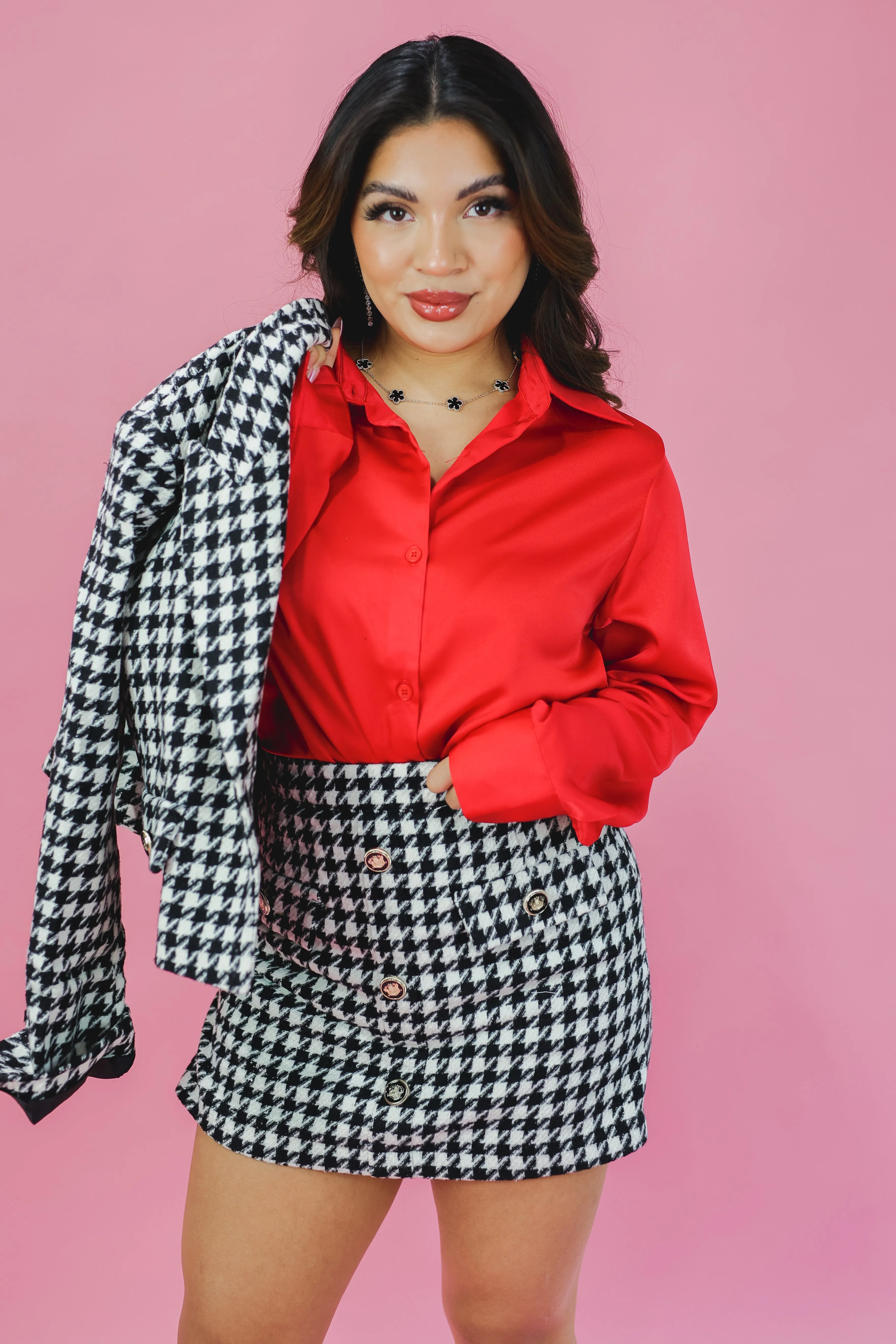 Stylist Pick Houndstooth Skort In Black