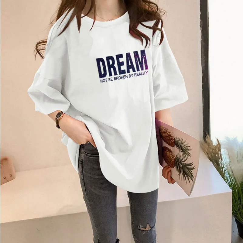 Summer Korean Short Sleeve T-Shirt Women Trendy Tops Student Casual Plus Size T-Shirt