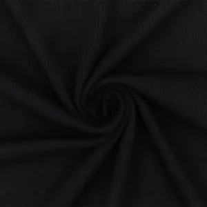 Super Black Solid Stretch 2x2  Rib Knit Fabric