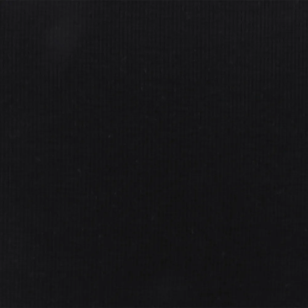 Super Black Solid Stretch 2x2  Rib Knit Fabric