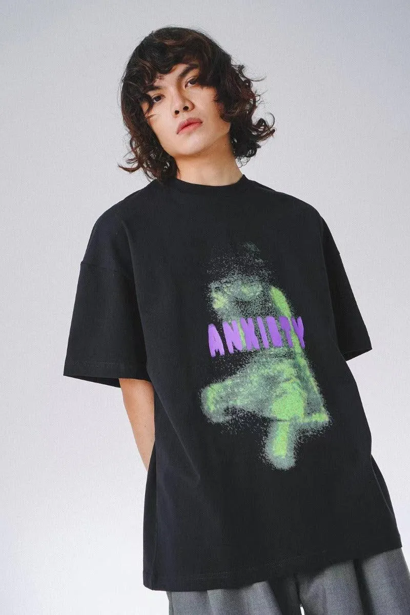 The Unavowed Anxiity  Over Size T-Shirt- Black