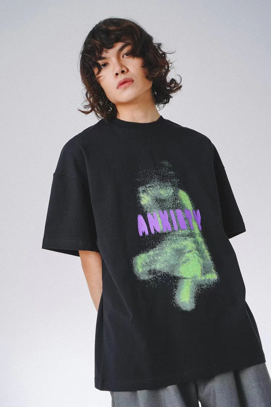 The Unavowed Anxiity  Over Size T-Shirt- Black