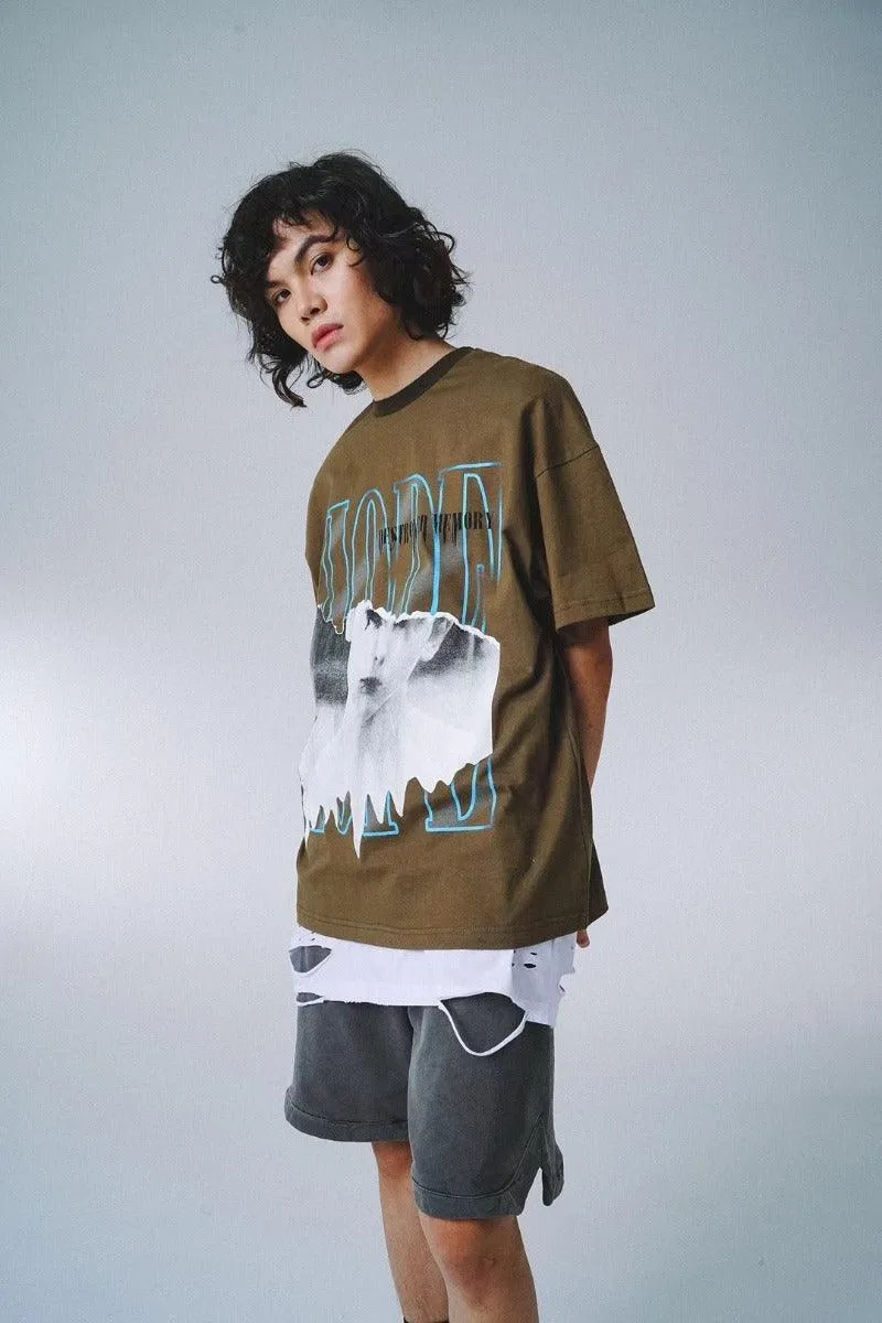 The Unavowed Destroyed Memory  Over Size T-Shirt- Green