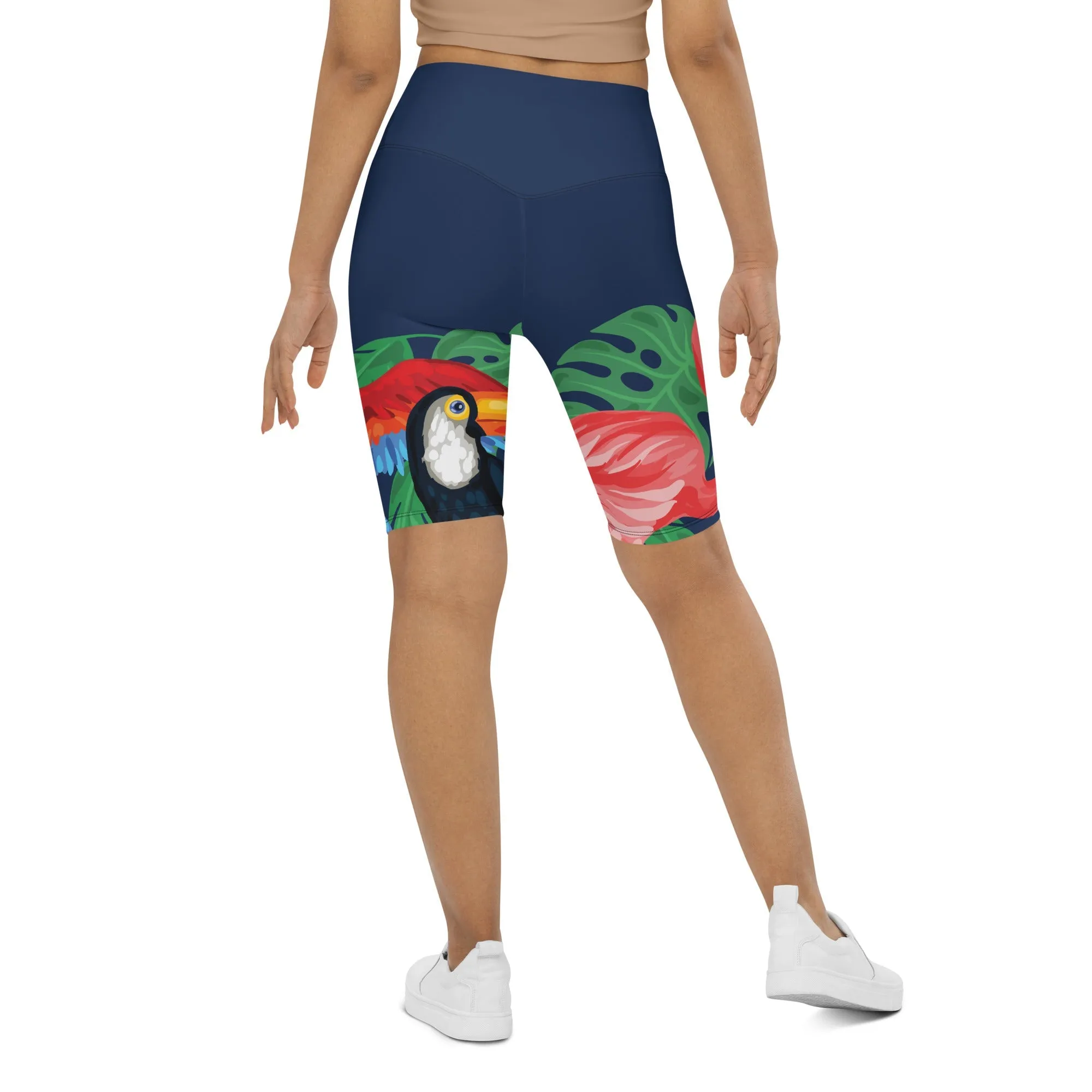 Tropical Birds Biker Shorts