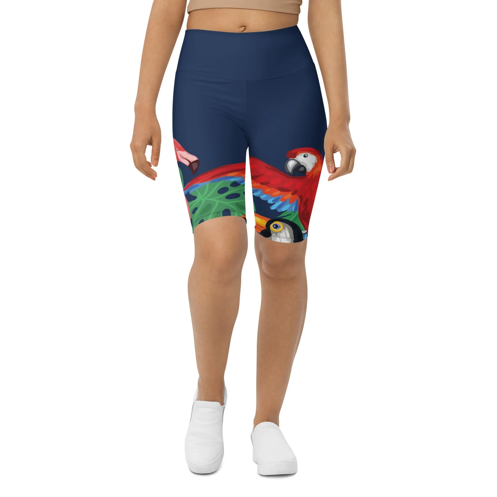 Tropical Birds Biker Shorts