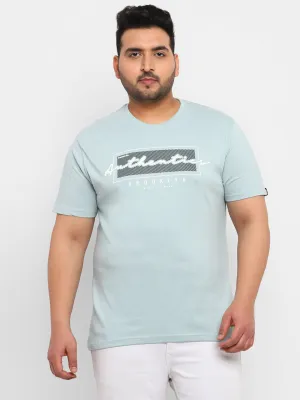 Urbano Plus Men's Light Green Graphic Printed Half Sleeve Regular Fit Cotton T-Shirt
