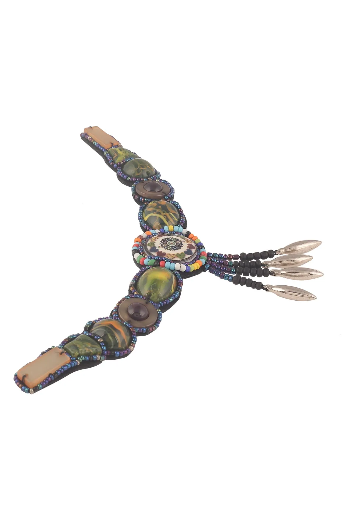 Vintage Bohemian Style Multicoloured Beaded Neck