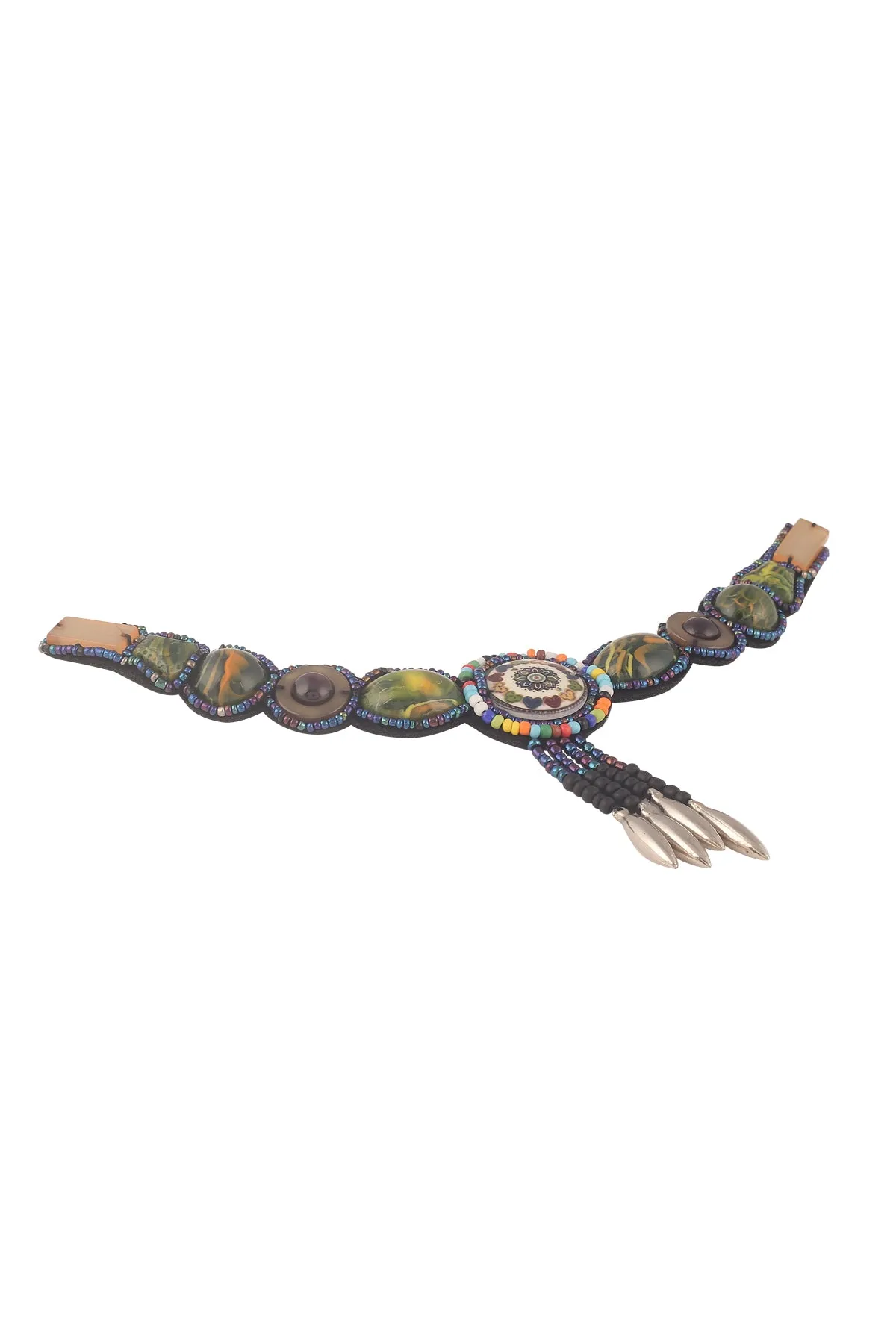 Vintage Bohemian Style Multicoloured Beaded Neck