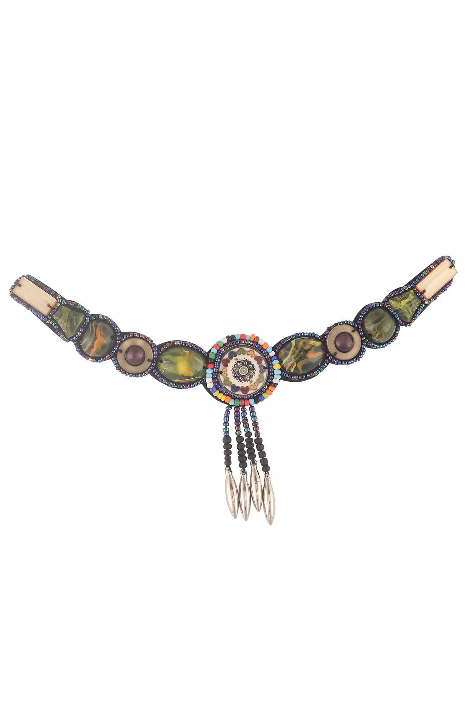 Vintage Bohemian Style Multicoloured Beaded Neck