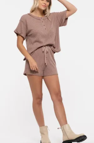 Waffle Knit Shorts Combo Lounge Set