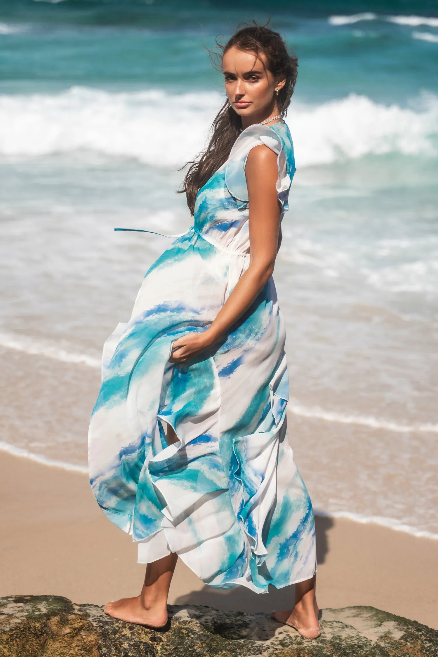Watercolor Maxi Cover-Up Duster Kimono