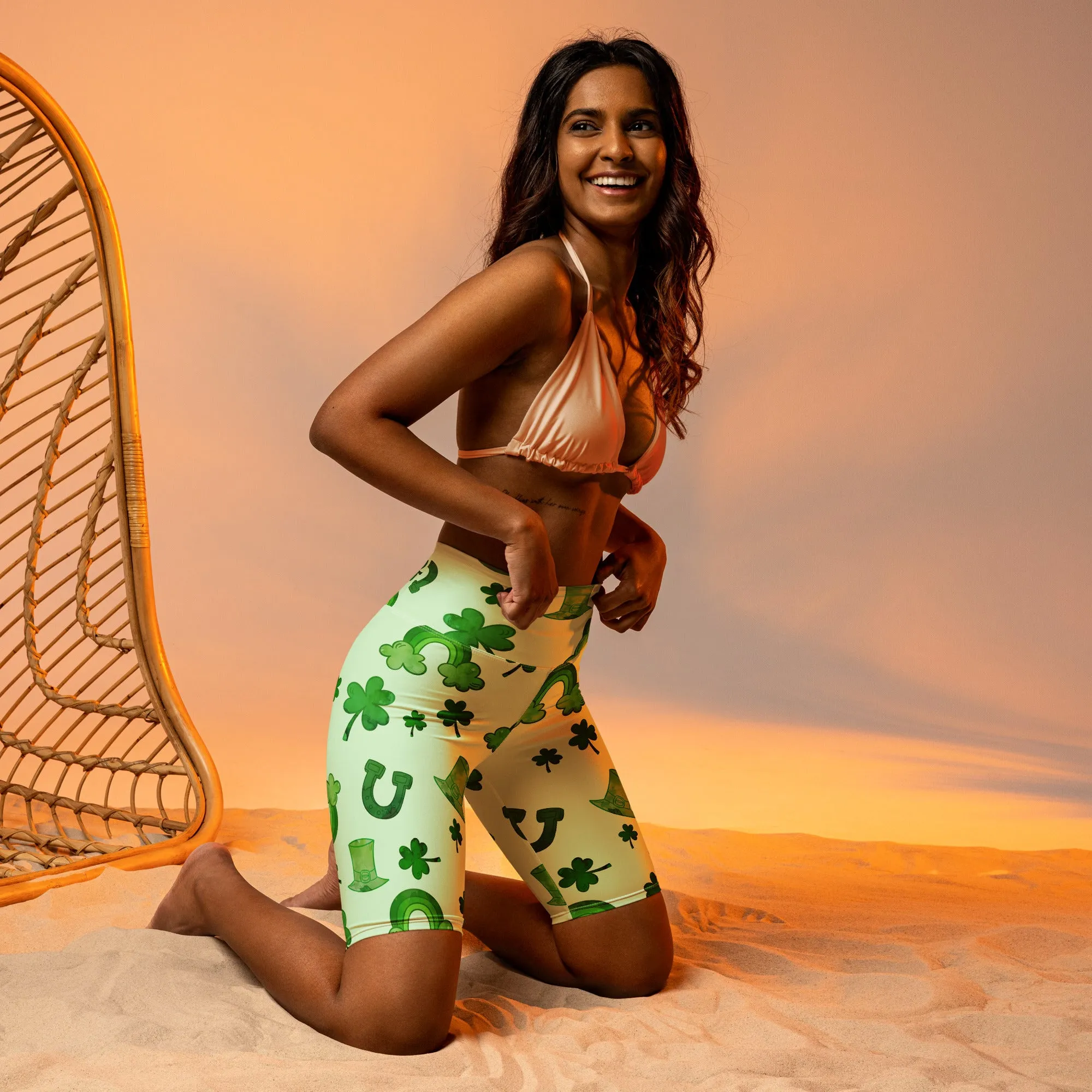 Watercolor St. Patrick's Day Biker Shorts