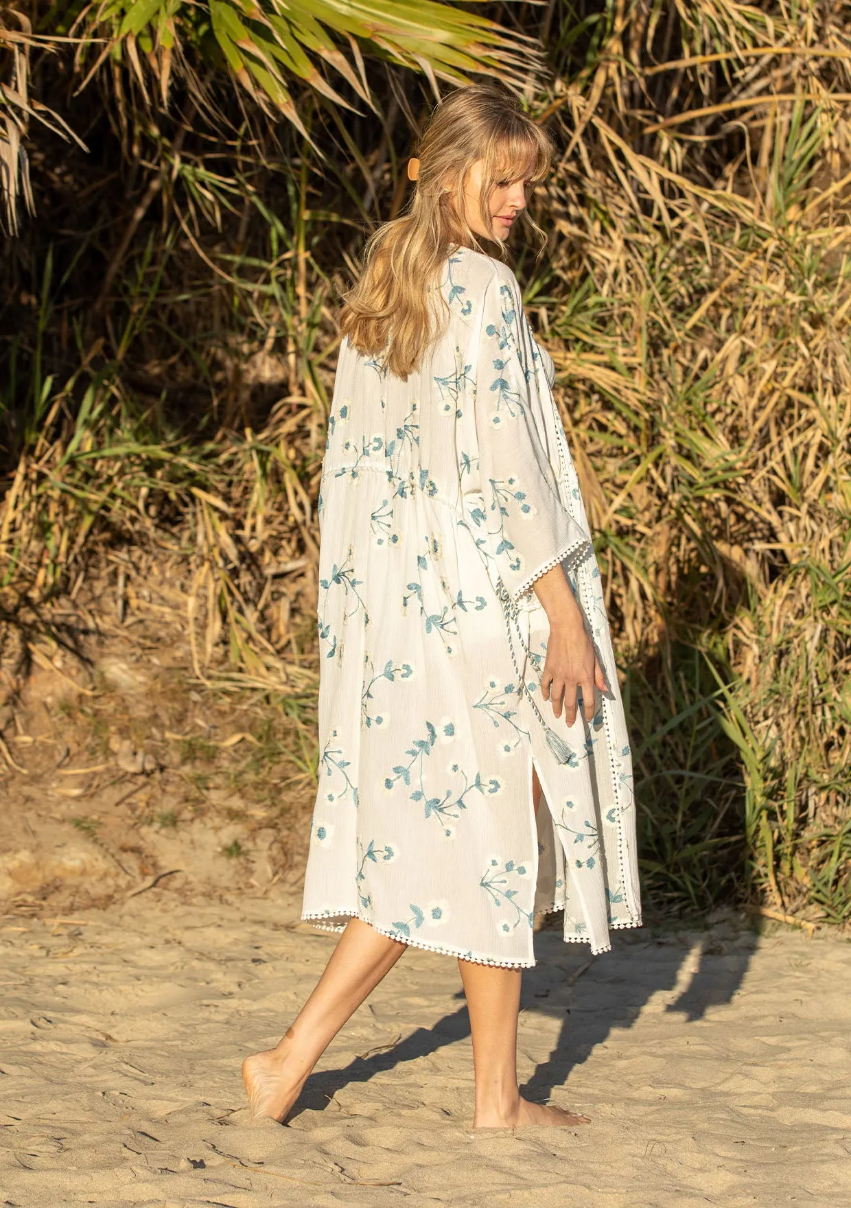 Waterfront Embroidered Kimono