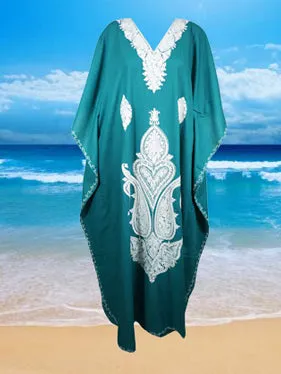 Woman Maxi Caftan Dress Sky Blue Flowy Kimono Kaftan  L-2XL