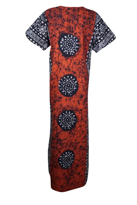 Womans Cotton Nightgown Caftan Maxi Dress Orange Summer Comfy Kaftan XL