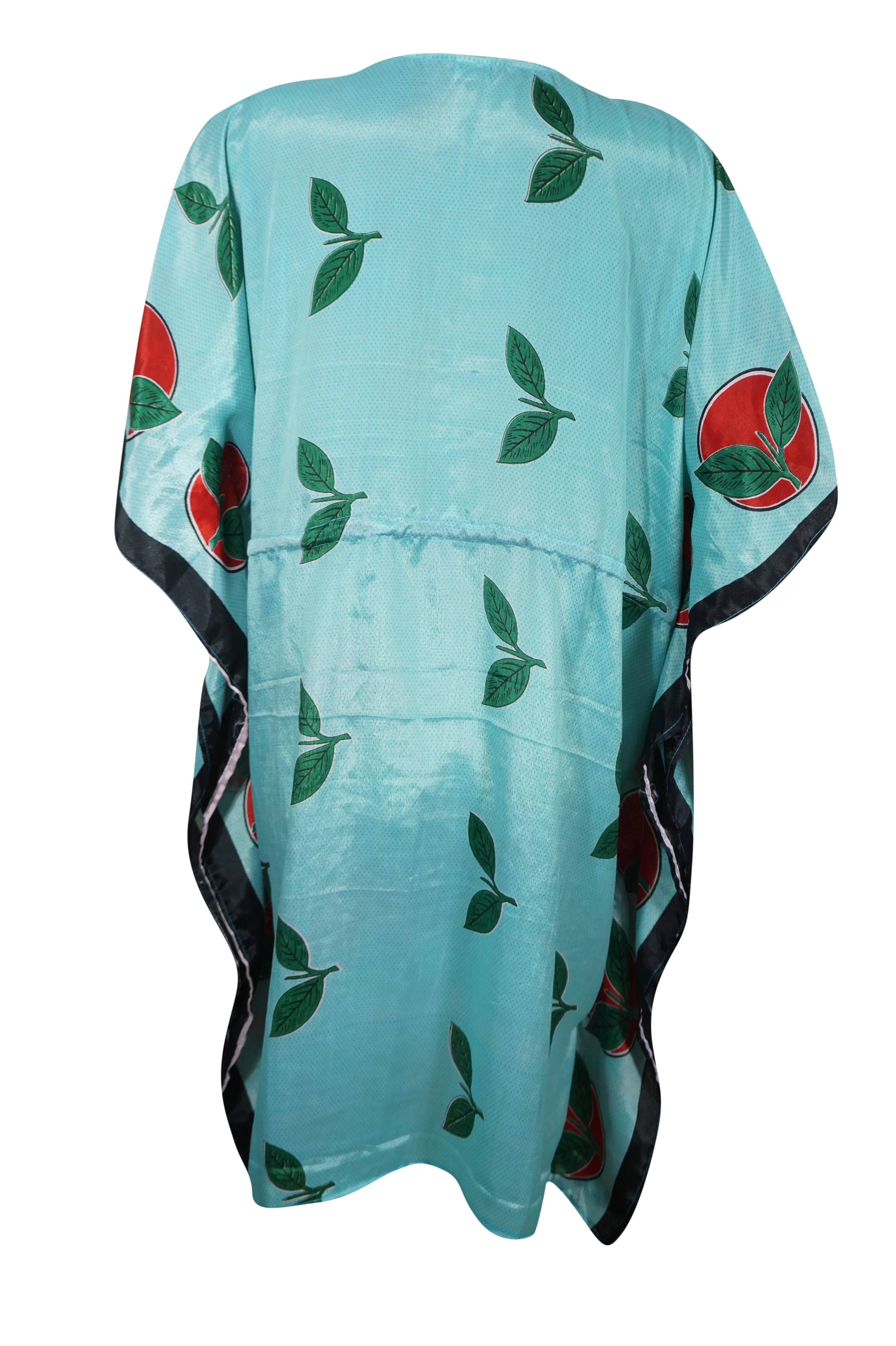 Women Boho Leaf Kaftan Turquoise Blue Caftan Housedress Beach Coverup L-2X