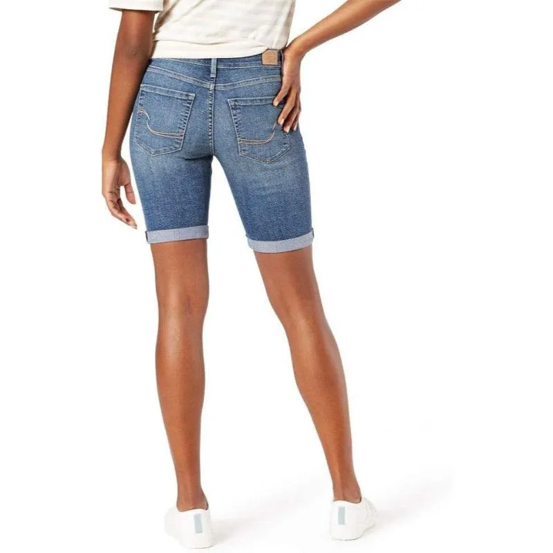 Women Mid Rise Denim Bermuda Shorts