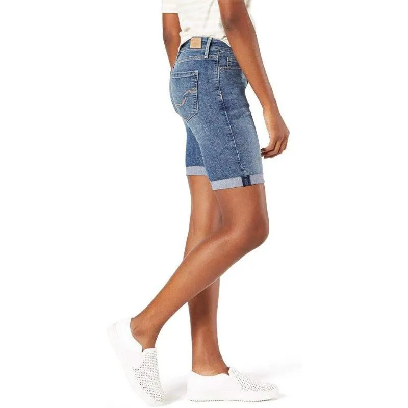 Women Mid Rise Denim Bermuda Shorts