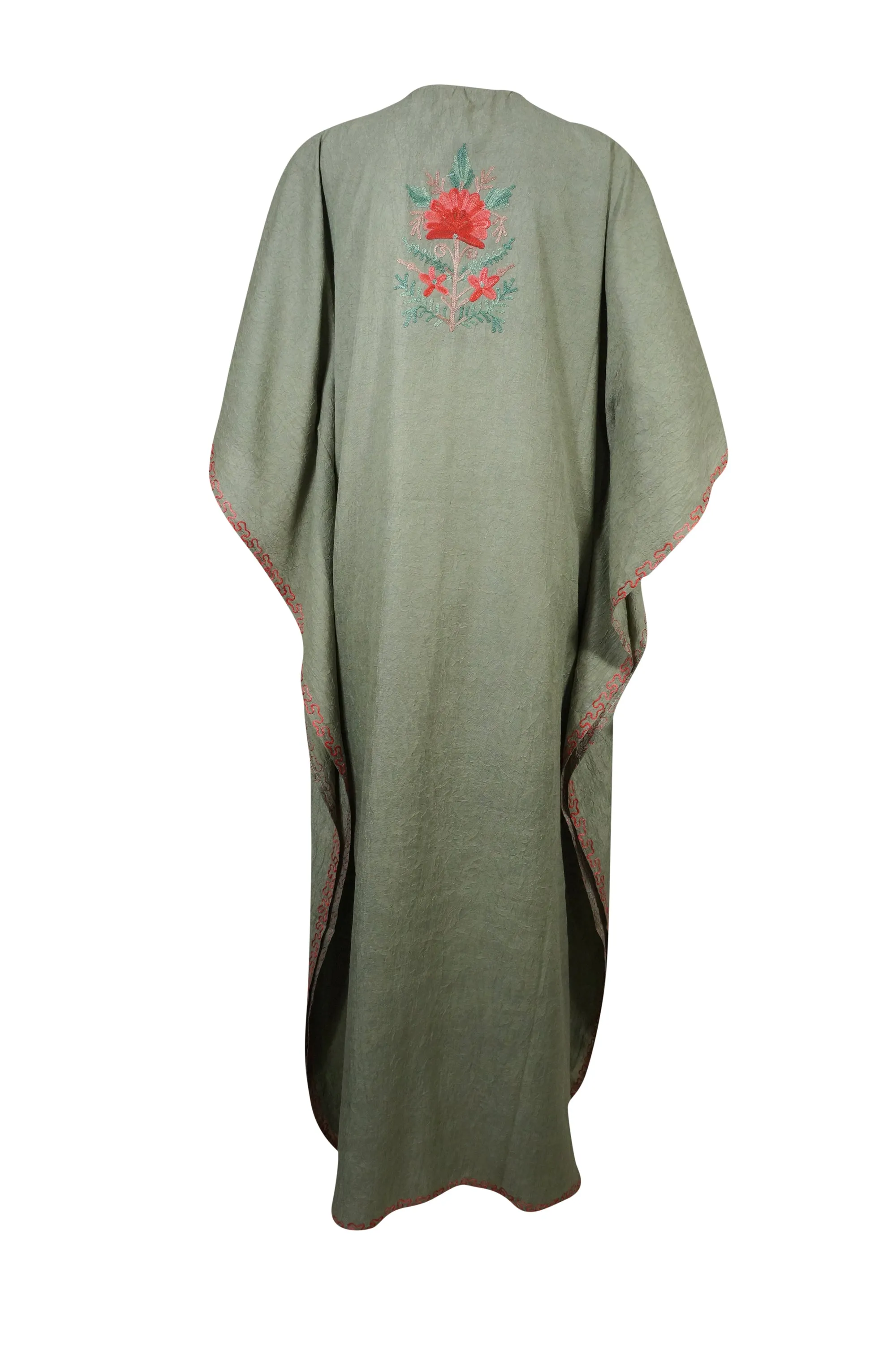 Womens Caftan Embroidered Kaftan Flowy Khaki GIFTS L-2XL