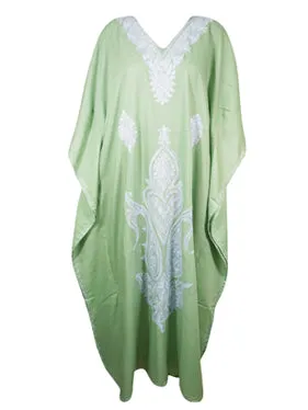 Women's Kaftan Maxi Dress, Mint Green Boho Maxi Dress, Beach Holidays, Lounger L-2X