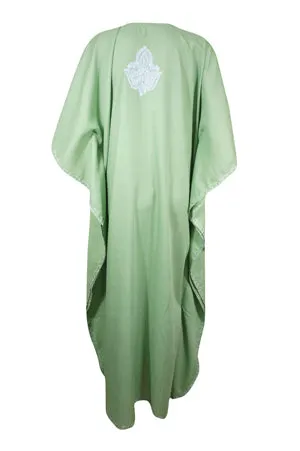 Women's Kaftan Maxi Dress, Mint Green Boho Maxi Dress, Beach Holidays, Lounger L-2X