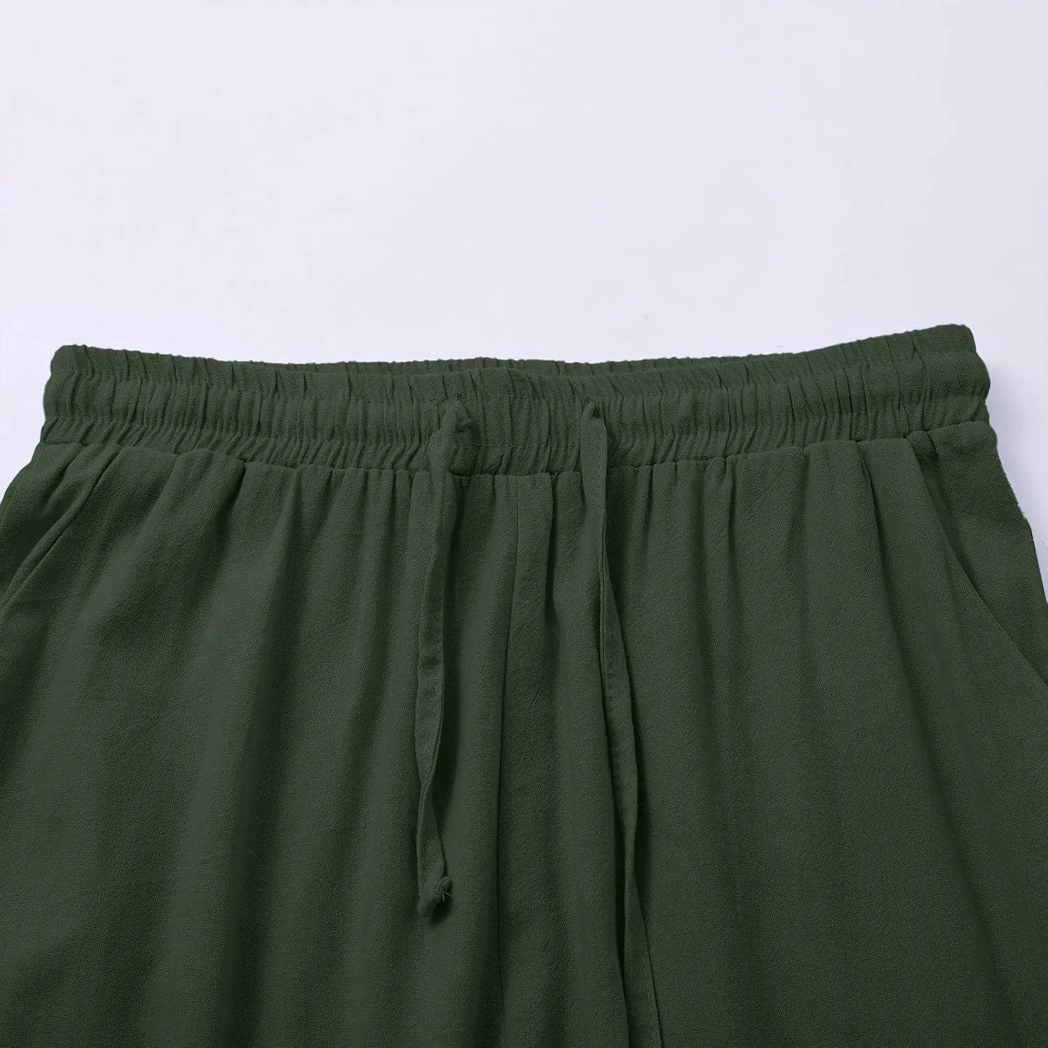 Womens Linen Pants 2025 Summer High Waisted Wide Leg Casual Loose Palazzo Pants Lounge Beach Trousers with Pockets