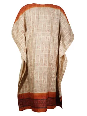 Women's Oversized Orange Midi Caftan – Effortless Resort Dress for Relaxed kaftan SML