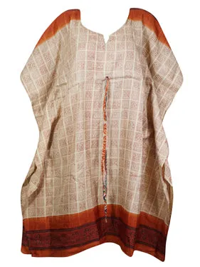 Women's Oversized Orange Midi Caftan – Effortless Resort Dress for Relaxed kaftan SML
