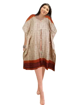 Women's Oversized Orange Midi Caftan – Effortless Resort Dress for Relaxed kaftan SML