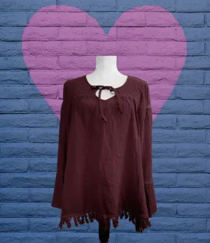 WOMENS SIZE SMALL - BLACK SWAN, Boho Hand Crafted Top NWT B27