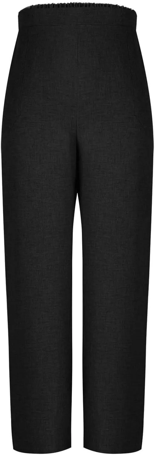 Women's Wide Leg Pants with Pockets Summer High Waisted Loose Linen Pants Plus Size Trendy Flowy Palazzo Trousers