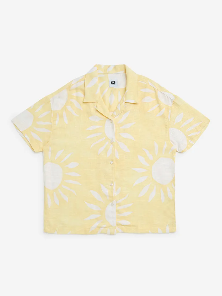 Y&F Kids Yellow Printed Blend Shirt