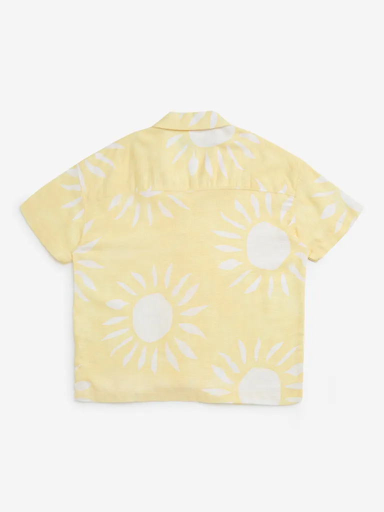 Y&F Kids Yellow Printed Blend Shirt