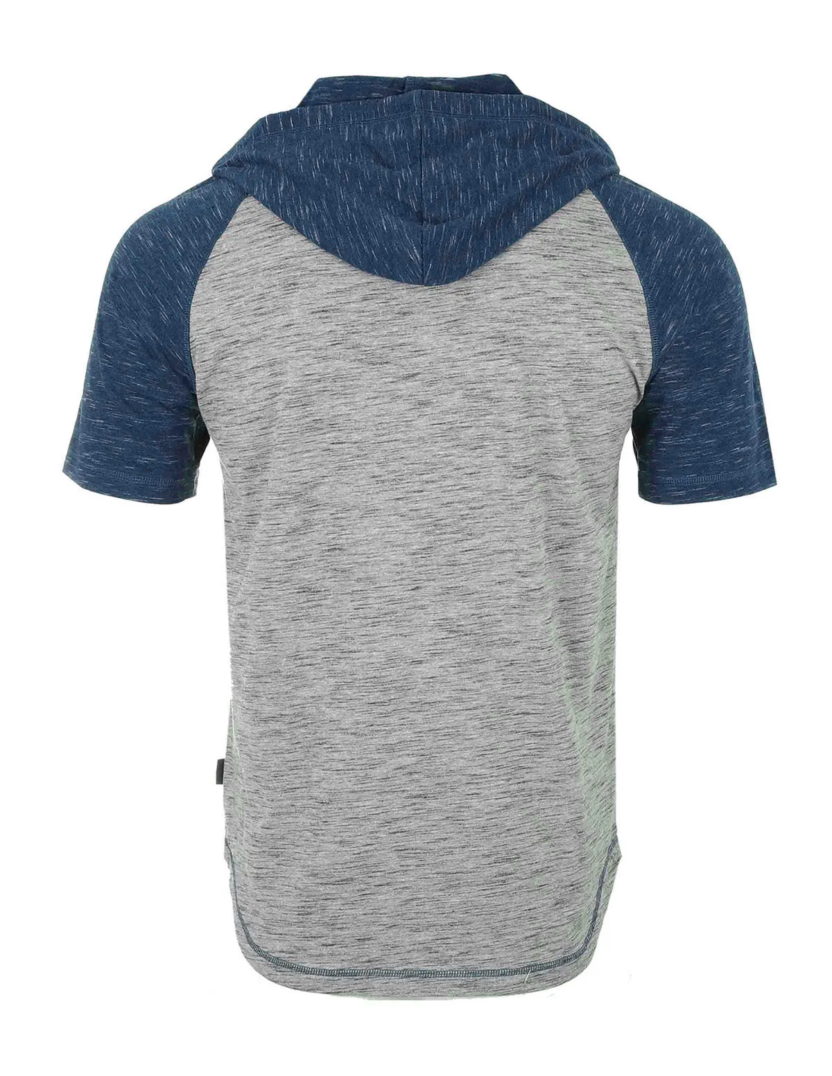 ZIMEGO Men's Short Sleeve Raglan Henley Hoodie Round Bottom Semi Longline T-Shirt